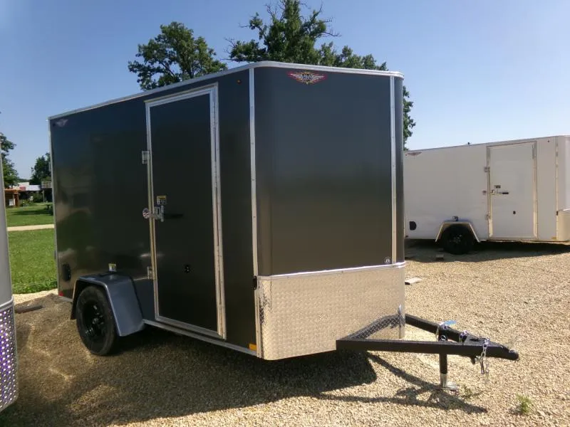 2025 H and H Trailer 6 x 10 Flat Top V-Nose Enclosed, 2990lb.GVWR, 6'6" Wall Height in Charcoal Cargo / Enclosed Trailer