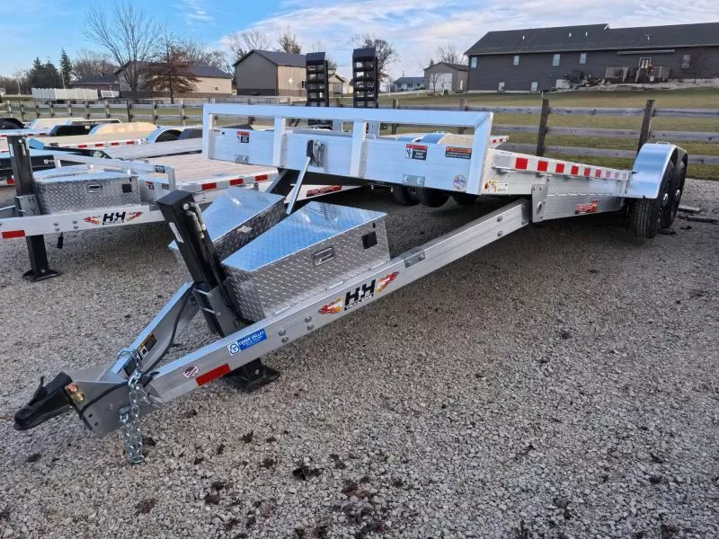 2026 H and H Trailer 82 x 24 Aluminum Electric Tilt Low Profile Speed Loader-Car Hauler with 14K GVWR, Winch Mount, Spare Tire Mount and 15K Hydraulic Jack Car Hauler