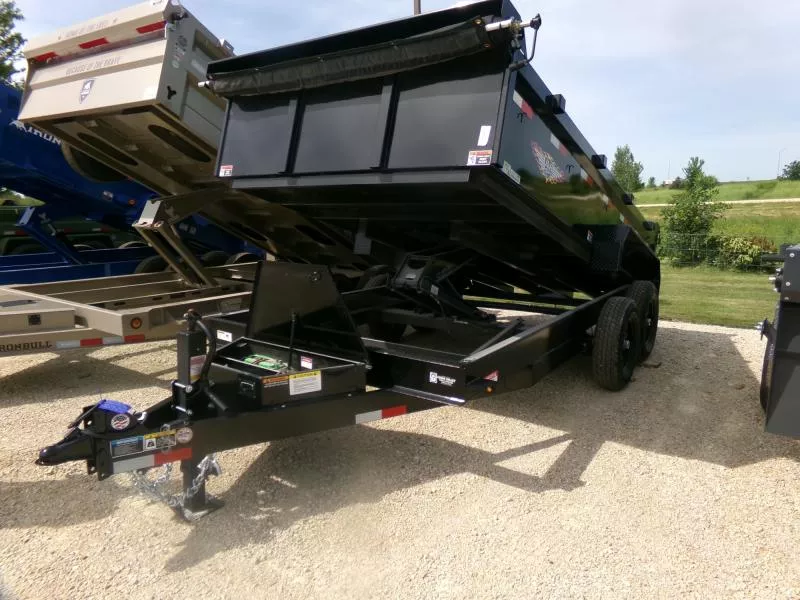 2025 H and H Trailer 83 x 14 Industrial Dump with 14K GVWR, Scissors Lift, Tarp Kit-Black Dump Trailer