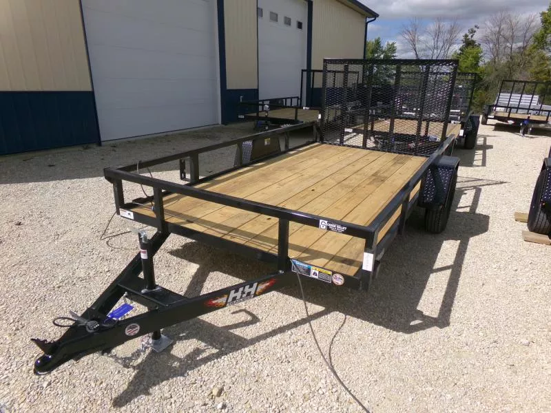 2026 H and H Trailer 76 x 12 Single Axle Rail Side Utility with 3K Idler-Black Utility Trailer