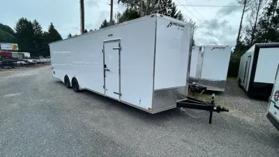 2027 Homesteader Trailers 8.5x28 Spread Axle 7ft tall Intrepid HD V-Nose 5 ton wider ramp Rear Spoil