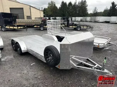 2026 Black Rhino 81x20 5TON ALUMINUM CAR HAULER STONE GUARD AND MATCHING SPARE Car / Racing Trailer