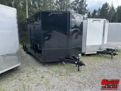 2027 Homesteader Trailers 8.5x24 intrepid HD 5 ton 7'tall Wide Ramp Spread Axle Spoiler Blackout car