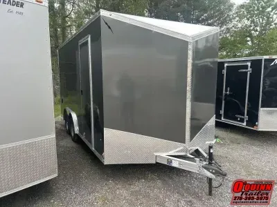 2025 Lightning 8.5x16 Aluminum vnose 7ft tall sd ramp door rear spoiler Enclosed Cargo Trailer
