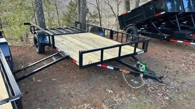 2026 Down 2 Earth Trailers 82x14 atv side load ramps single axle w/gate Utility Trailer