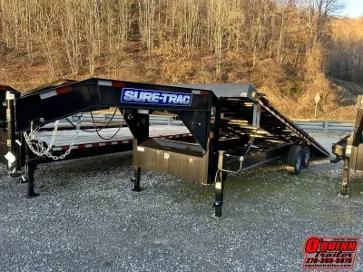 2026 Sure-Trac 102x24 15K Gooseneck Hydraulic Power Tilt Deckover Equipment Trailer