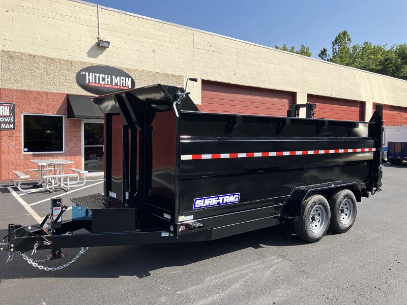 82in x 16 Sure-Trac HD Telescopic 4ft High Side Dump Trailer 14k