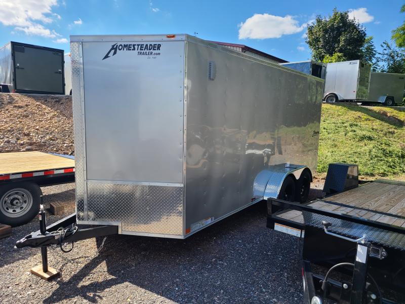 7 x 16 Homesteader Intrepid V-Nose Cargo Trailer, 7k GVWR  ***Silver w/6" Extra Height & Ramp Door Package