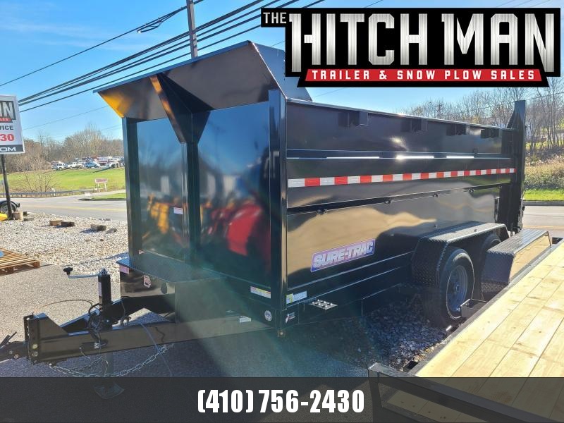 7 x 14 Sure-Trac HD 4' High Side Dump Trailer, 14k **Scissor Hoist w/Tarp Kit & 110V Battery Charger 7 x 14 Sure-Trac HD 4' High Side Dump Trailer, 14k **Scissor Hoist w/Tarp Kit & 110V Battery Charger