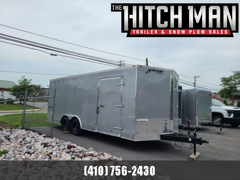 8.5 x 20 Homesteader Intrepid V-Nose Cargo/Car Hauler, 7k ***Silver w/ Ramp Door Pkg., 48" Side Door, & Extended Tongue 8.5 x 20 Homesteader Intrepid V-Nose Cargo/Car Hauler, 7k ***Silver w/ Ramp Door Pkg., 48" Side Door, & Extended Tongue