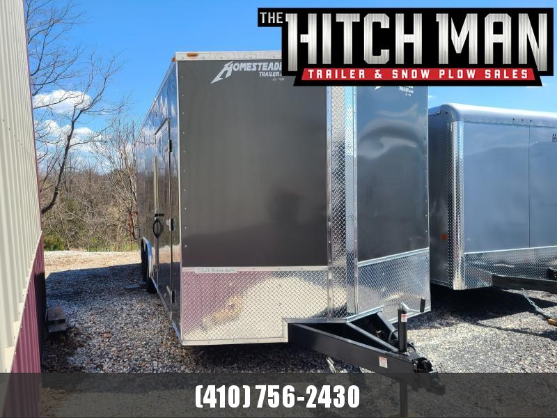 8.5 x 20 Homesteader Intrepid V-Nose Cargo/Car Hauler, 7k ***Charcoal w/ Ramp Door Pkg., 6" Extra Height, 48" Side Door, & Extended Tongue 8.5 x 20 Homesteader Intrepid V-Nose Cargo/Car Hauler, 7k ***Charcoal w/ Ramp Door Pkg., 6" Extra Height, 48" Side Door, & Extended Tongue