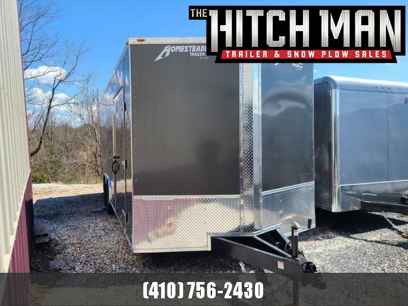 8.5 x 20 Homesteader Intrepid V-Nose Cargo/Car Hauler, 7k ***Charcoal w/ Ramp Door Pkg., 6" Extra Height, 48" Side Door, & Extended Tongue 8.5 x 20 Homesteader Intrepid V-Nose Cargo/Car Hauler, 7k ***Charcoal w/ Ramp Door Pkg., 6" Extra Height, 48" Side Door, & Extended Tongue
