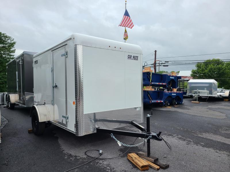 6 x 10 Car-Mate Sportster Enclosed Cargo Trailer 3K  ***White w/Ramp Door, 12v Int. Light, Wall Vents, Black Wheels