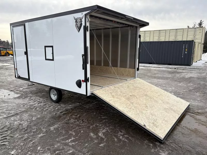 2026 Durabull Trailers 101x12 2-Place Aluminum Multisport Snowmobile Trailer w/Galvanized Package Blackout Package, & Rear Spoiler w/Load Lights
