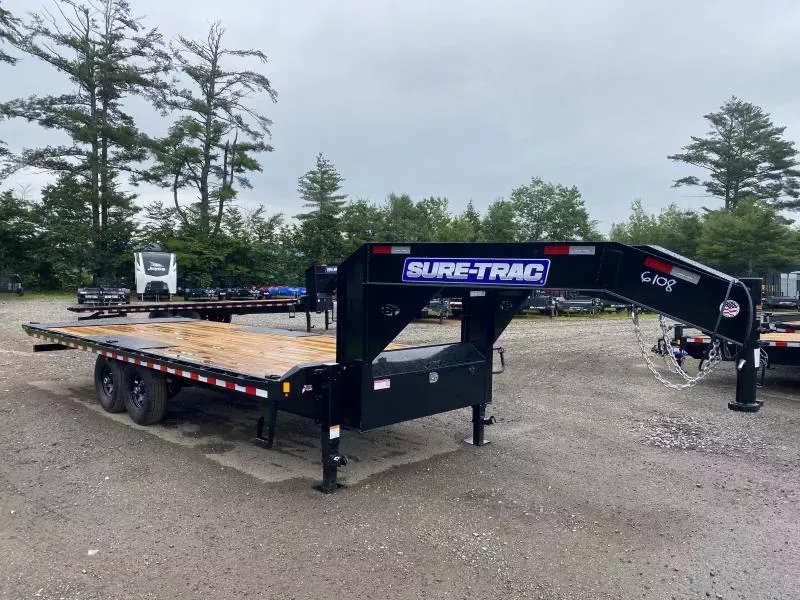 2026 Sure-Trac 8.5x22 Gooseneck Powder Coated 15K Power Tilt Deckover Equipment Trailer