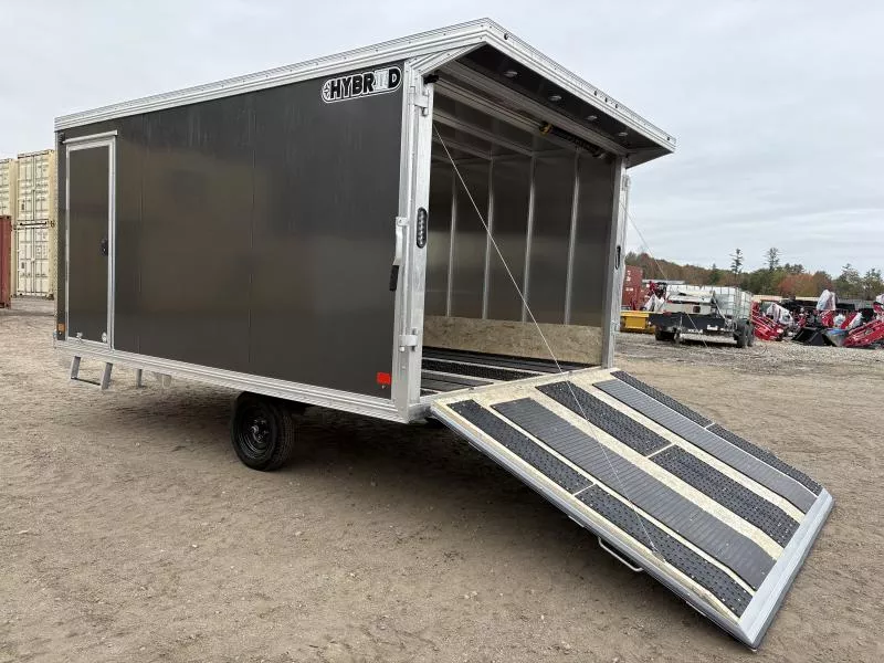 2026 SnoPro Trailers 101x12 2-Place Aluminum Hybrid-2.0 Snowmobile Trailer w/Rear Door Canopy w/Lights  