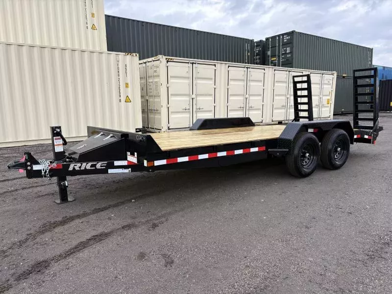 2026 Rice Trailers 7x18 10K Equipment Hauler w/Toolbox & Spare Mount