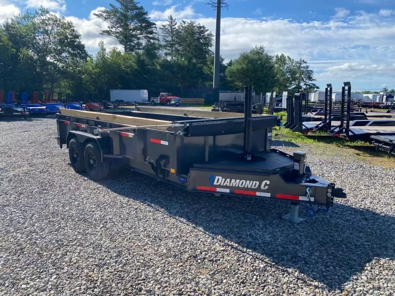 2025 Diamond C Trailers 7x16 Powder Coated 14.9K Tele Dump Trailer w/Wireless Remote & Ramps