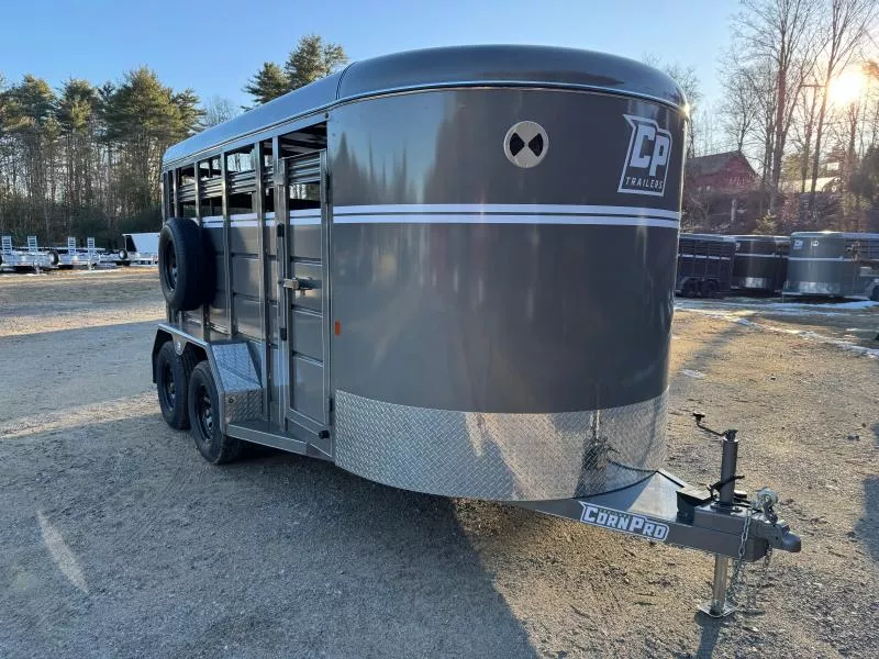 2026 CornPro 7x14 Steel 7K Livestock Trailer w/Center Divider & Combo Gate