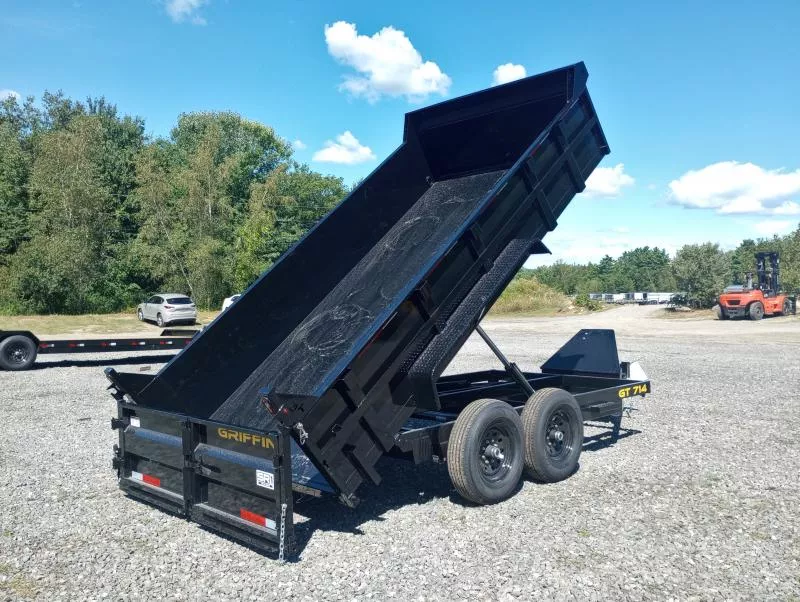 2025 Griffin Trailers 7x14 14K Powder Coated Hydraulic Dump w/2-Way Spreader Gate, Slide-In Ramps