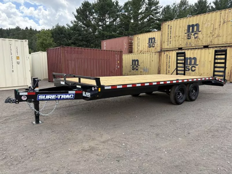2026 Sure-Trac 8.5X18+4 15K Standard Duty Beavertail Deckover w/ Stand up Ramps
