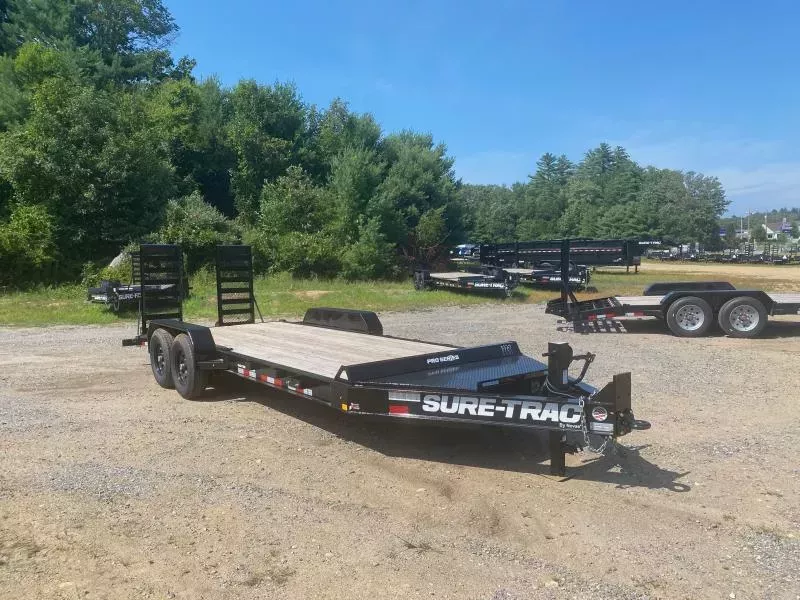 2026 Sure-Trac 7x20 Powder Coated 15.4K Pro-Series Equipment Trailer w/Stand-Up Ramps & Toolbox