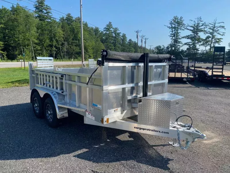 2026 CargoPro Trailers 6x12 Aluminum 10k Dump Trailer w/24" Sides, Tarp Kit & Ramps