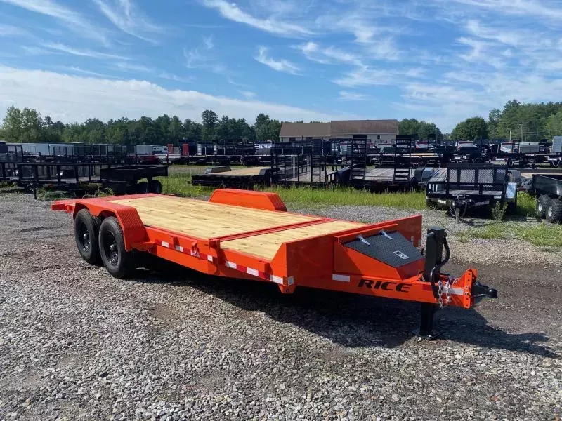 2026 Rice Trailers 7x16+4 Powder Coated 14K Partial Tilt Equipment Trailer w/D-Rings & Toolbox