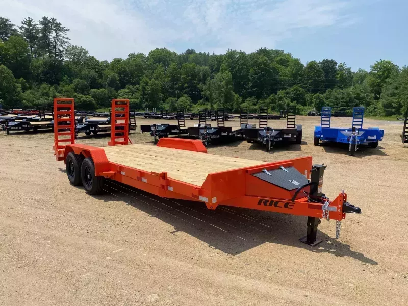 2026 Rice Trailers 7x20 Powder Coated 10k Equipment Equipment Trailer w/Spring Assist Ramps