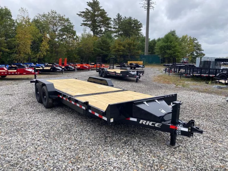 2026 Rice Trailers 7x16+6 Powder Coated 14K Partial Tilt Equipment Trailer w/D-Rings & Toolbox