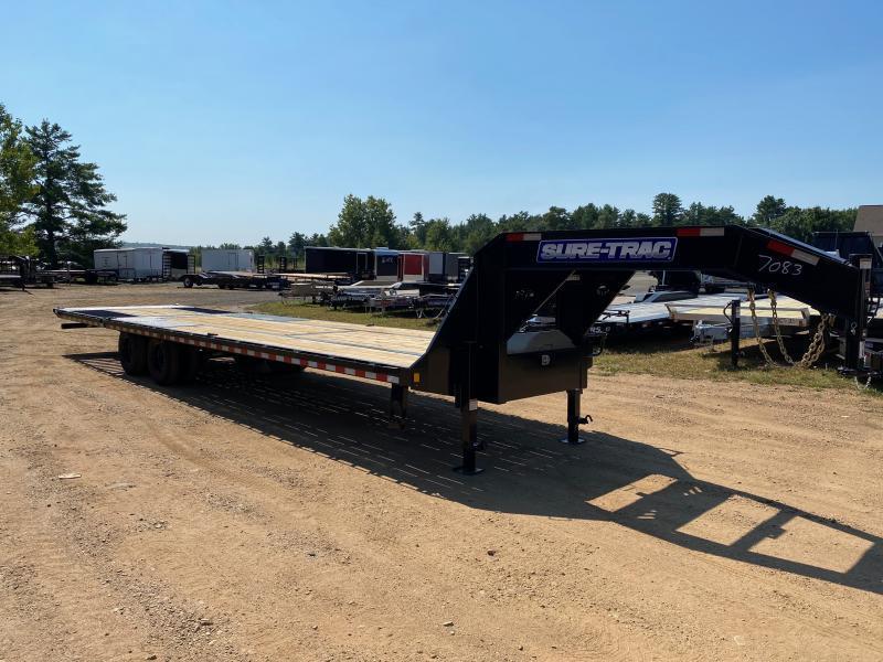 2025 Sure-Trac 8.5x25+10 Powder Coated 22.5K Hydraulic Tail Deckover Gooseneck Equipment Trailer