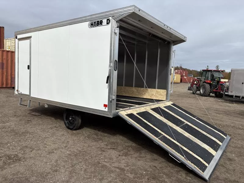 2026 SnoPro Trailers 101x12 2-Place Aluminum Hybrid-2.0 Snowmobile Trailer w/Rear Door Canopy w/Lights  