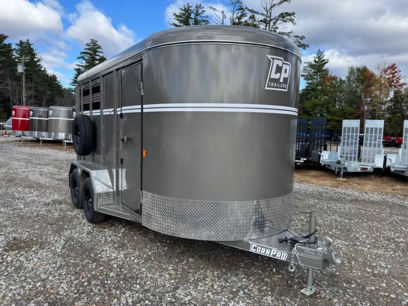 2025 CornPro 7x14 Steel 7K Slant Load Horse Trailer w/Extra Height & HD Dividers