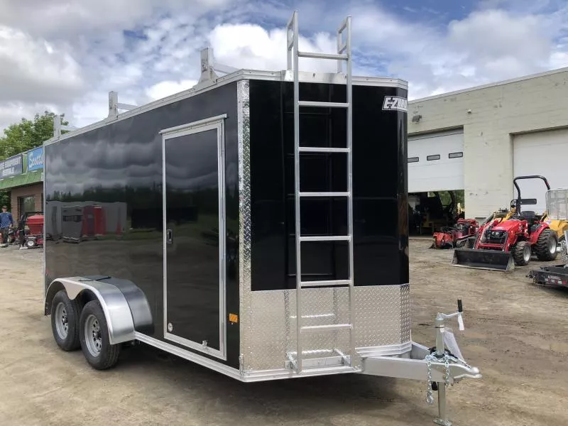 2026 E-Z Hauler 7x16 7K Aluminum Enclosed Cargo Trailer w/Barn Doors - Ladder Racks. 1580 lbs.