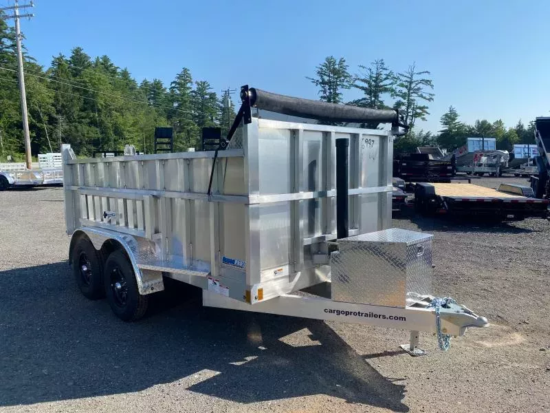 2026 CargoPro Trailers 6x12 Aluminum 10k Dump Trailer w/36" Sides, Ramps & Tarp Kit