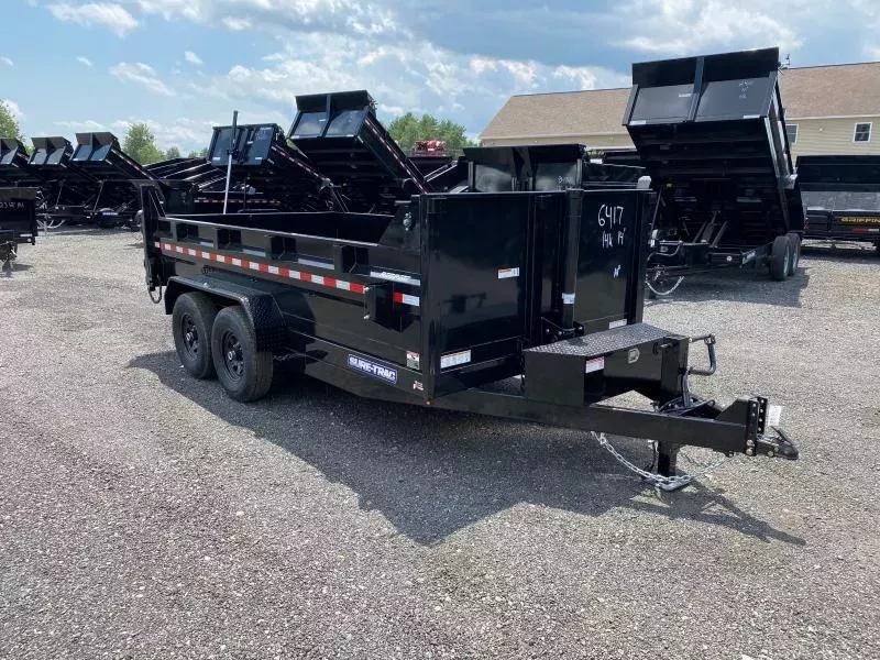2026 Sure-Trac 7x14 Powder Coated 14K Telescopic Dump Trailer w/Tarp Kit & Ramps