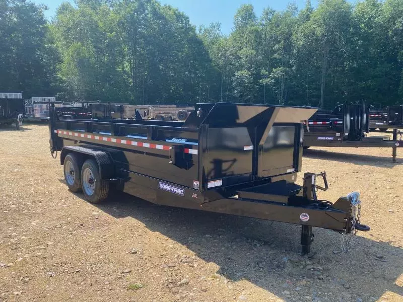 2026 Sure-Trac 7x16 Powder Coated 16K Scissor Dump Trailer w/Tarp Kit & Ramps