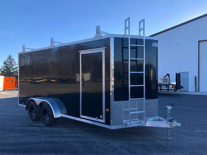 2026 E-Z Hauler 7x16 7K Aluminum Enclosed Cargo w/Barn Doors, Ladder Racks, Ladder to Roof