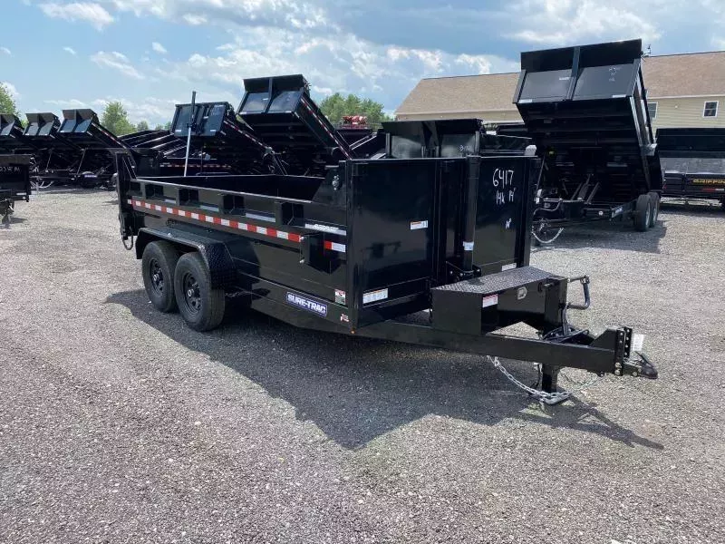 2025 Sure-Trac 7x14 Powder Coated 14K Telescopic Dump Trailer w/Tarp Kit & Ramps