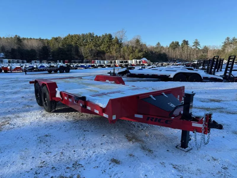 2026 Rice Trailers 7x16+4 Powder Coated 14K Partial Tilt Equipment Trailer w/D-Rings & Toolbox
