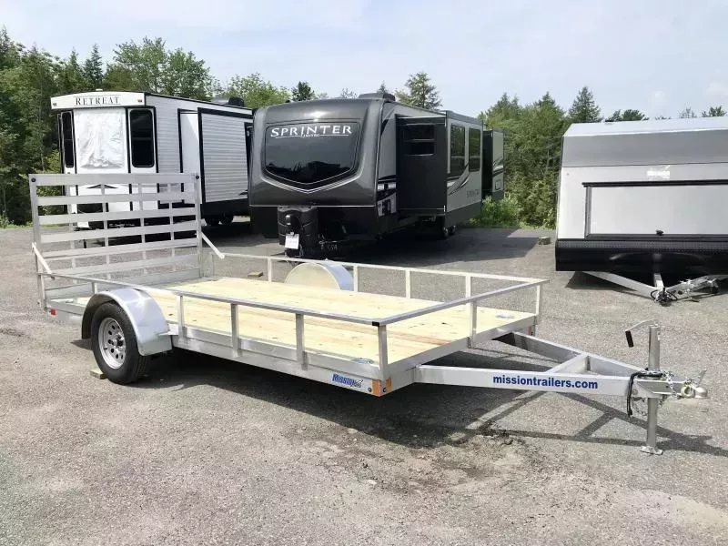 2026 Mission 6.5x14 Aluminum Utility Trailer w/D-Rings, Pressure Treated Decking. 982 lbs.