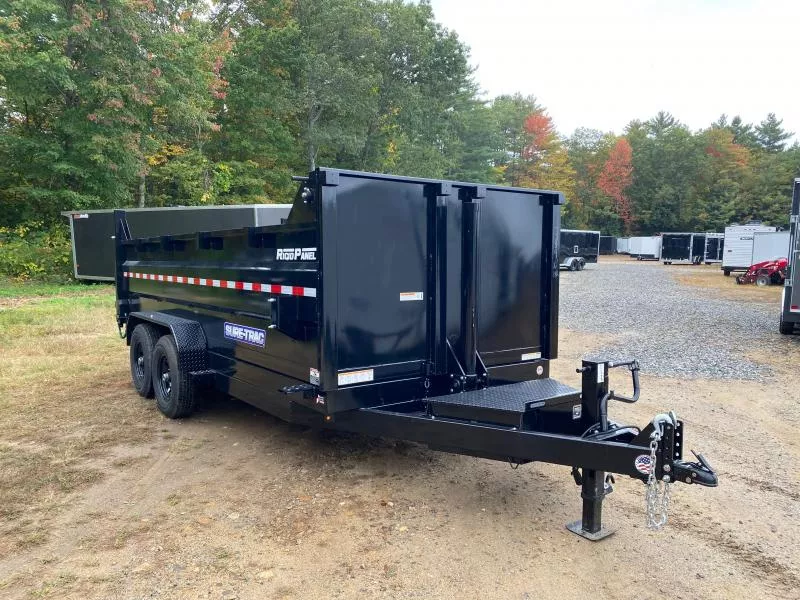 2026 Sure-Trac 7x16 Powder Coated 14K Telescopic 3' High Side Dump Trailer w/Tarp Kit & Ramps