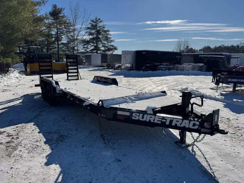 2026 Sure-Trac 7x20 Powder Coated 15.4K Pro-Series Equipment Trailer w/Stand-Up Ramps & Toolbox