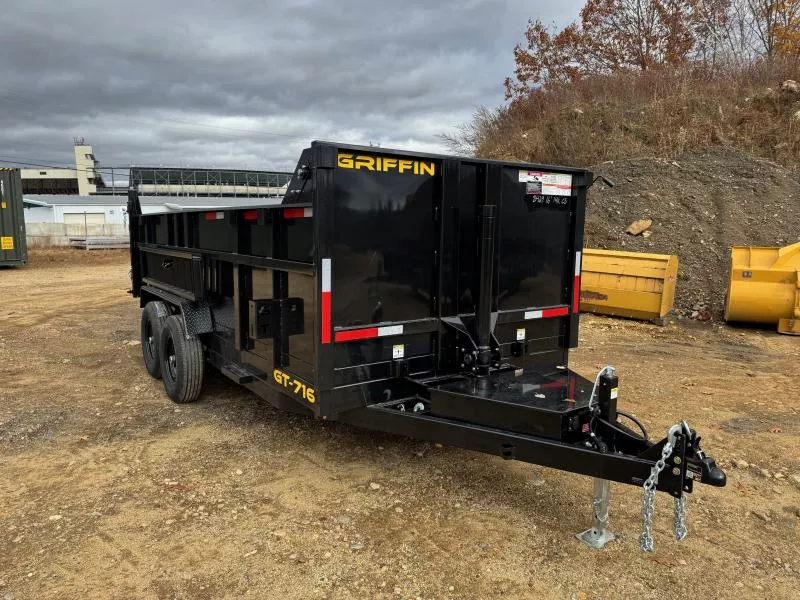 2026 Griffin Trailers 7x16 Powder Coated 14K Telescopic Dump Trailer w/3' Sides, Tarp, & Ramp Kit