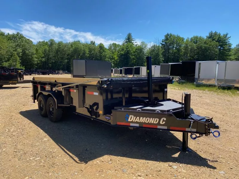 2025 Diamond C Trailers 7x16 Powder Coated 14.9K Tele Dump Trailer w/Wireless Remote & Hyd Jack