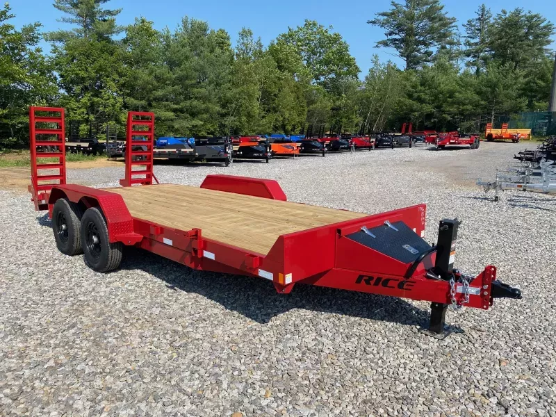 2025 Rice Trailers 7x18 Powder Coated 10k Equipment Equipment Trailer w/Stand Up Ramps & Toolbox