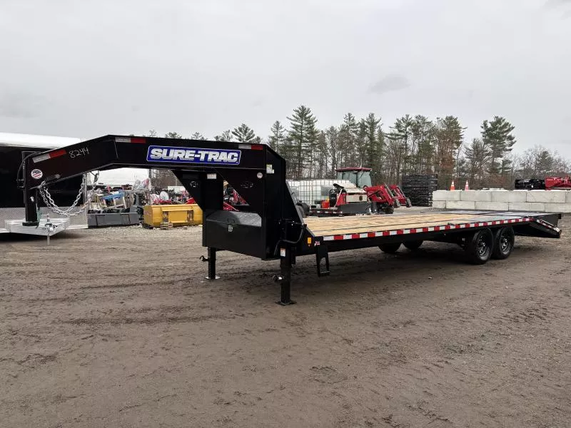 2026 Sure-Trac 8.5x20+5 Powder Coated 15K Deckover Gooseneck Equipment Trailer w/Spare Tire Mount