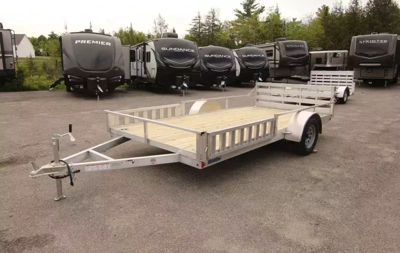 2026 Mission 6.5x14 Aluminum Utility Trailer w/Bi-Fold Ramp Gate, Pressure Treated Decking. 982 lbs.