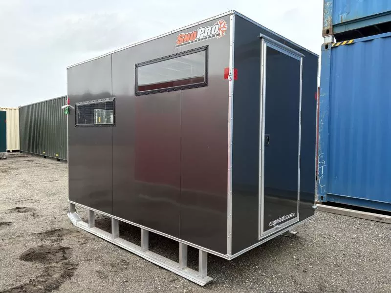 2026 SnoPro Trailers 6x10 Aluminum Ice Shack w/Tow Hitch & Skis 