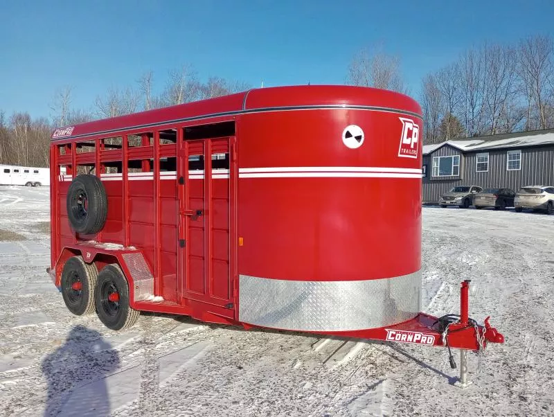 2026 CornPro 7x16 10K Livestock Trailer w/Center Swing Gate, Rear Swing Gate w/Sliding Calf Door
